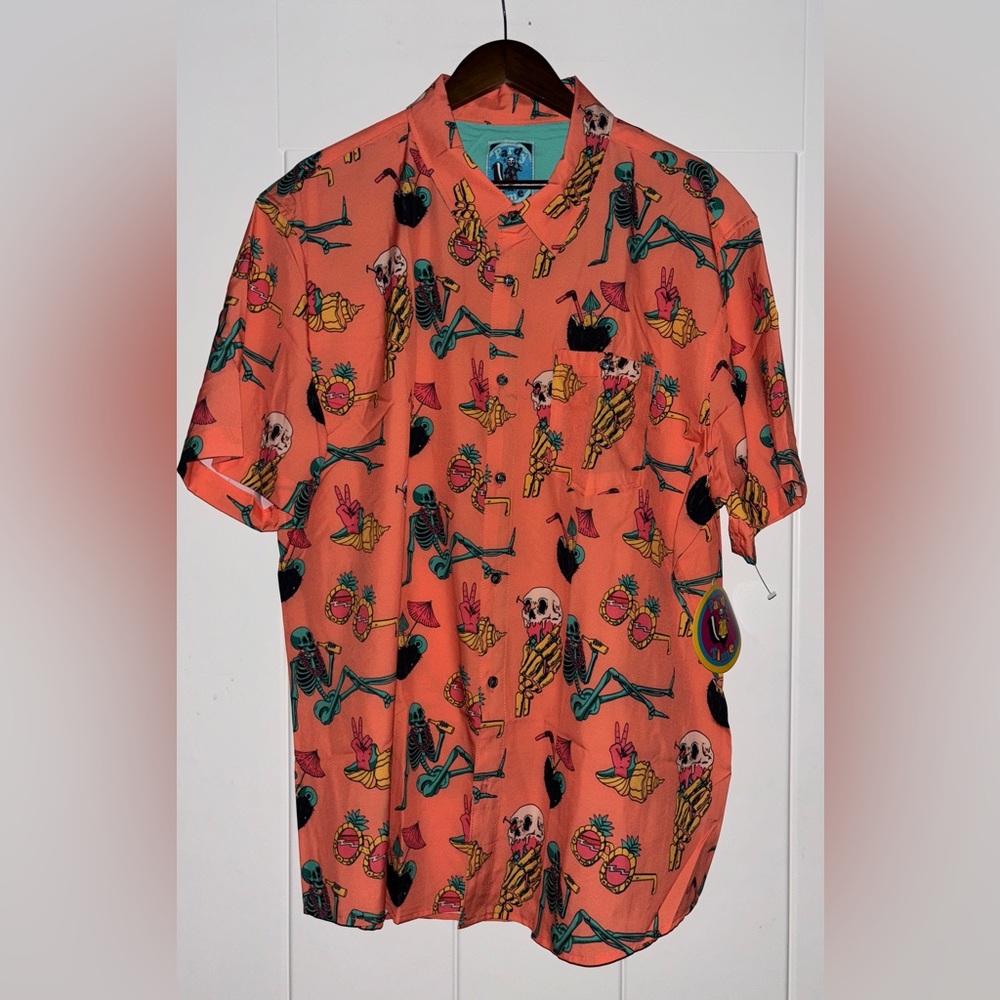 NEW Party Time Pooka Pardy Button Down Shirt Men 2X Summer‎ Body Fancy Artwork